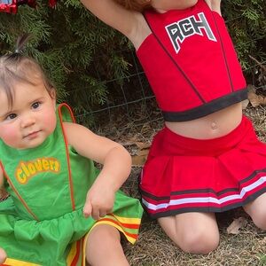 Bring It On Movie: Red and Green Cheerleader Outfits with Pom Poms
